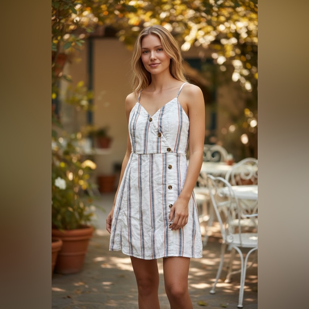 ✨ Effortless Summer Stripe Button Dress ✨ - Picture 1 of 6
